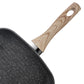Schallen Anthracite Grey Marble Large Induction Electric Gas 26cm Griddle Grill Pan with Soft Wooden Handles