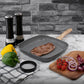 Schallen Anthracite Grey Marble Large Induction Electric Gas 26cm Griddle Grill Pan with Soft Wooden Handles