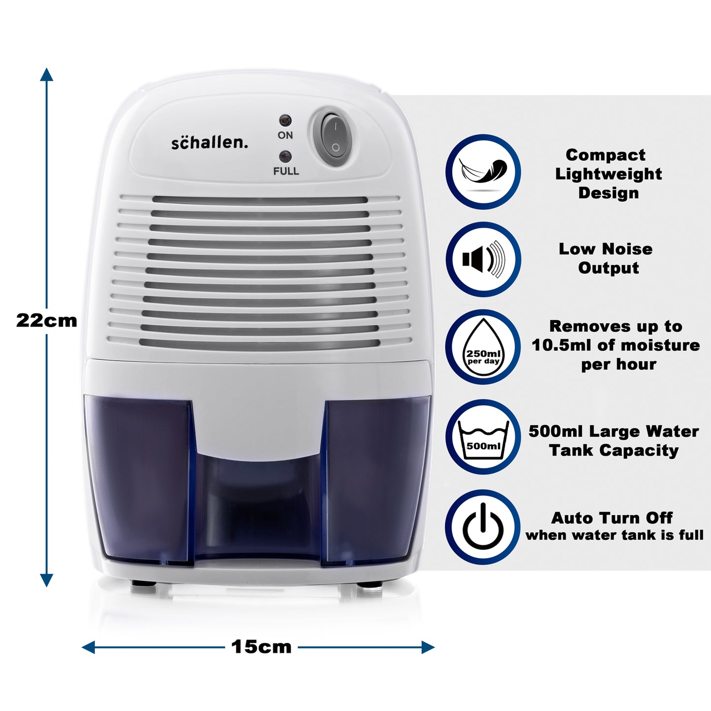 Schallen White 500ml Mini Portable Compact Air Dehumidifier