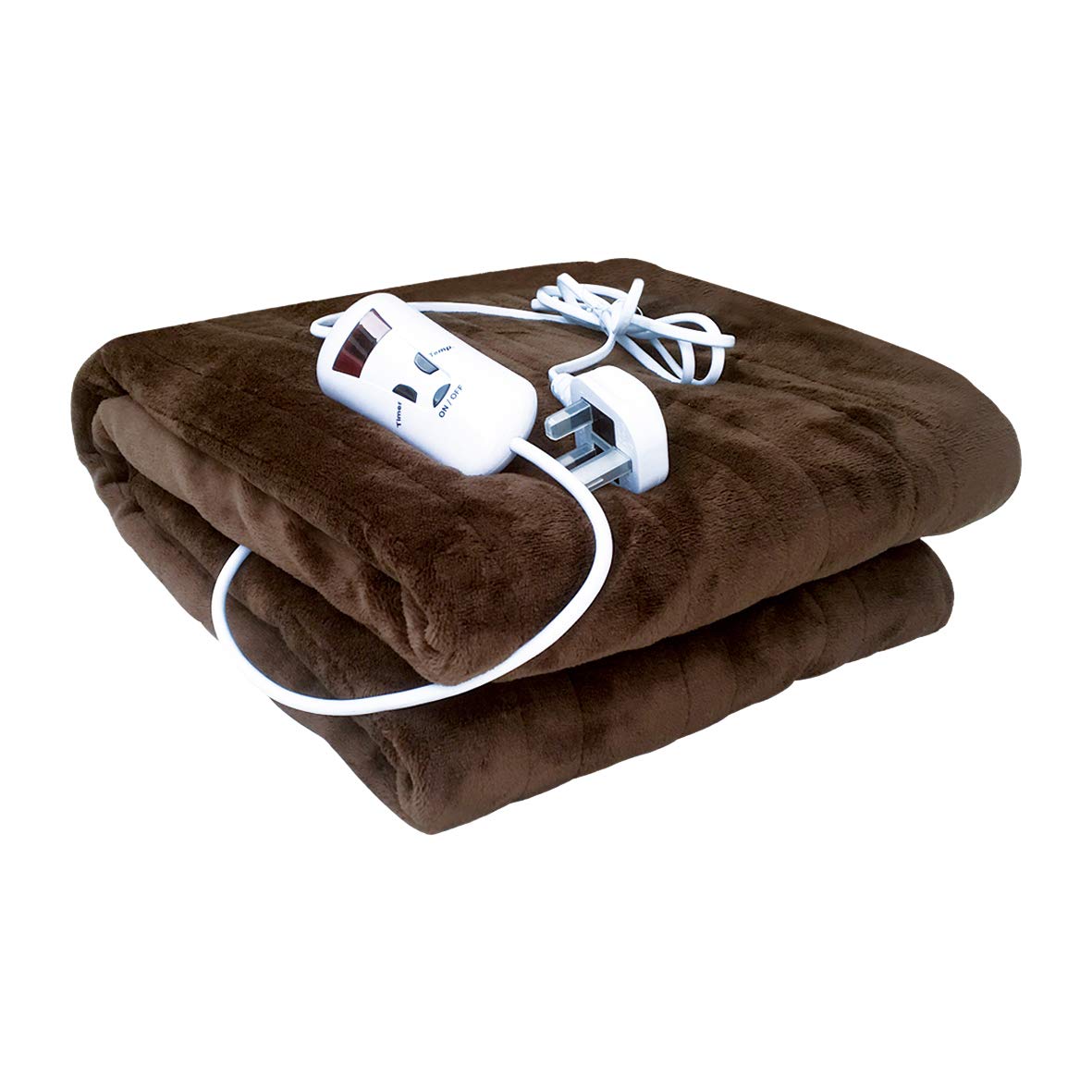 Schallen Brown Large Double Electric Soft Heated Throw Over Blanket with Timer