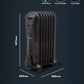 Schallen Black 1500W 7 Fin Portable Electric Slim Oil Filled Radiator Heater