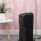 Schallen Black 1500W 7 Fin Portable Electric Slim Oil Filled Radiator Heater