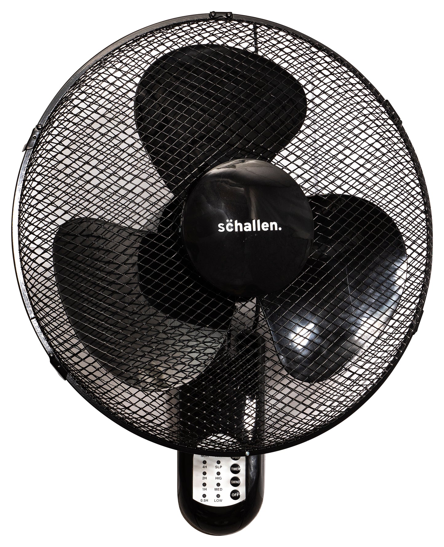 Schallen Black 16" Oscillating Wall Mounted Air Cool Fan with 3 Speed Settings, Timer & Remote Control