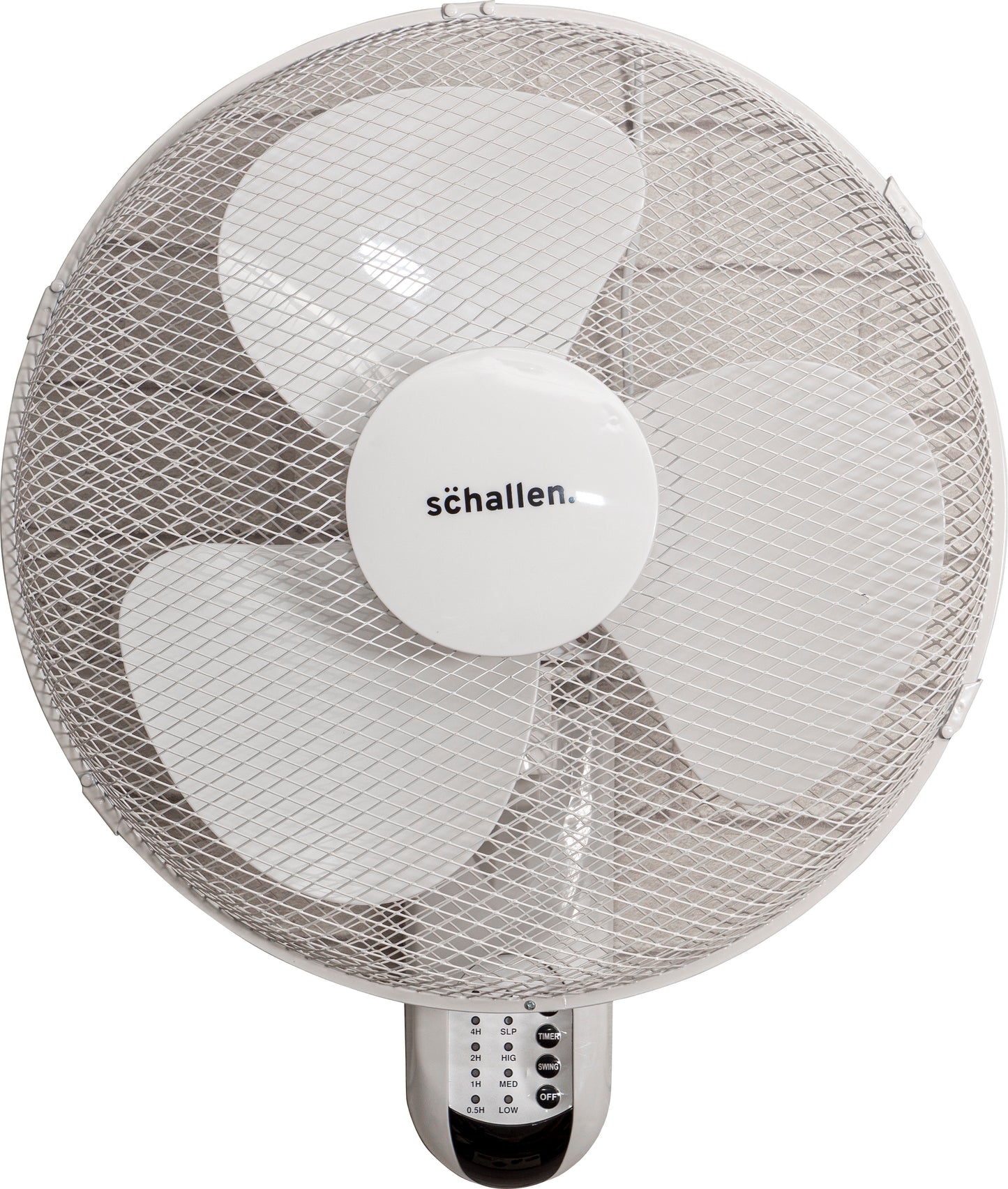 Schallen White 16" Oscillating Wall Mounted Air Cool Fan with 3 Speed Settings, Timer & Remote Control