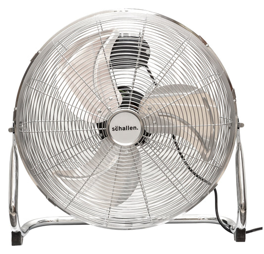 Schallen Chrome Silver Metal High Velocity Cold Air Circulator Adjustable Floor Fan - 18"